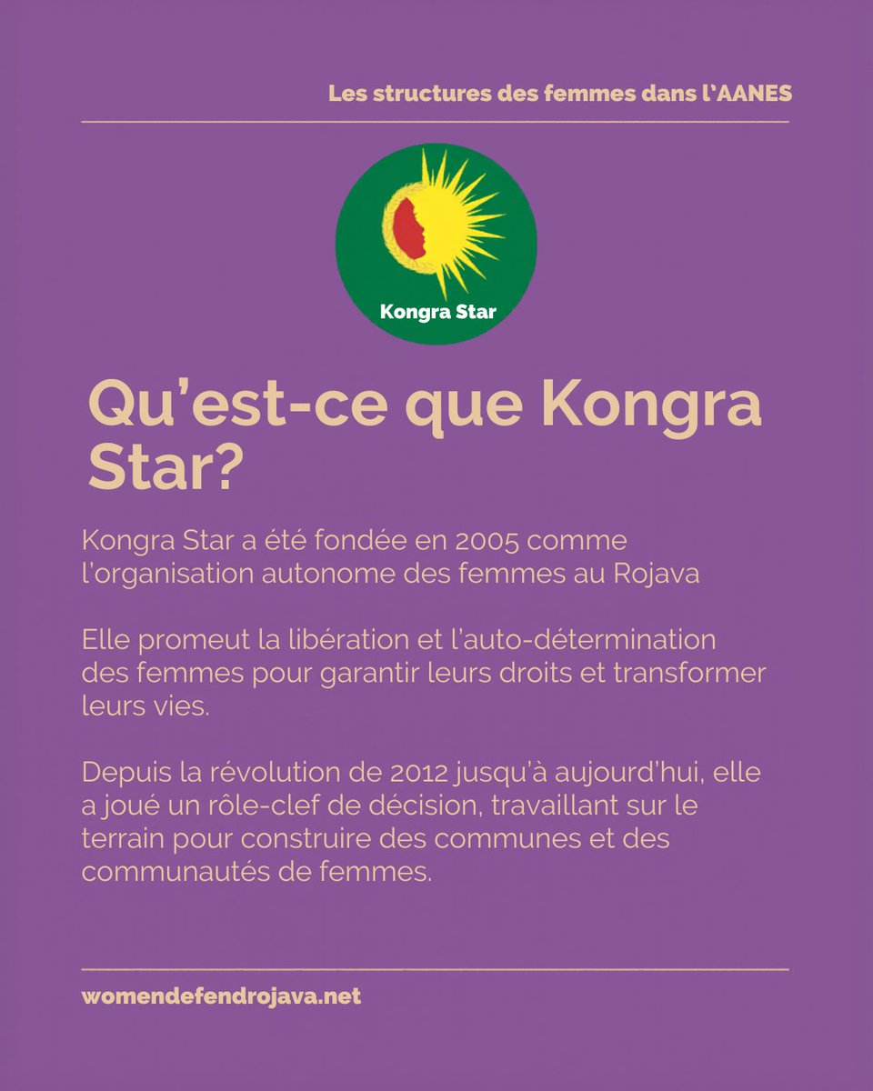 Riseup4RojavaFR's tweet photo. 1/2 La révolution du Rojava et l'organisation de la société basée sur le confédéralisme démocratique a conduit à la création d'organisations de femmes dans toutes les sphères de la vie, surtout sous la conduite de @star_kongra.⬇️ https://t.co/4jlVwqdOfx