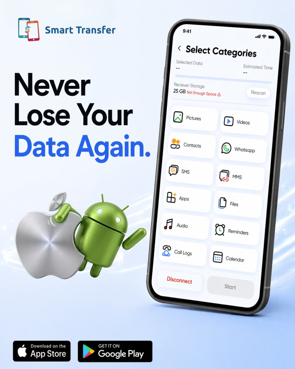 USSmartTransfer's tweet image. Switching from Android to iPhone (or the other way around)?
Don’t leave your data behind.
With the Smart Transfer App, move everything that matters, photos, contacts, apps, and more, in just a few taps.
#smarttransfer #datatransfer #transferapp #bestdatasharingapp #OLDTONEWMOBILE