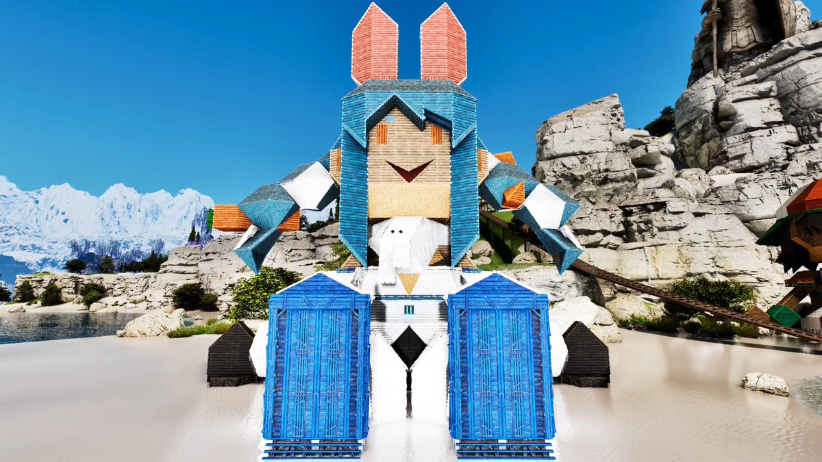 oititukumono's tweet image. 先ほど終えたライブ配信で作ったARK建築の兎田ぺこら嬢型のオブジェのスクショを公開じゃ
4枚目のつま先の上に人を立たせておるので大きさを比較していただけるぞ^^
#ARK #ぺこらーと