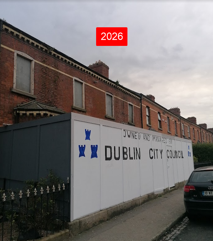 It's frustrating to see how dysfunctional Ireland has become. Here's one example: 19 &amp; 21 Connaught Street, Phibsboro, is a pair of Victorian red-brick houses that have become a long-running symbol of dereliction in Dublin 7.

Here is the timeline:

2009 — Both houses are first