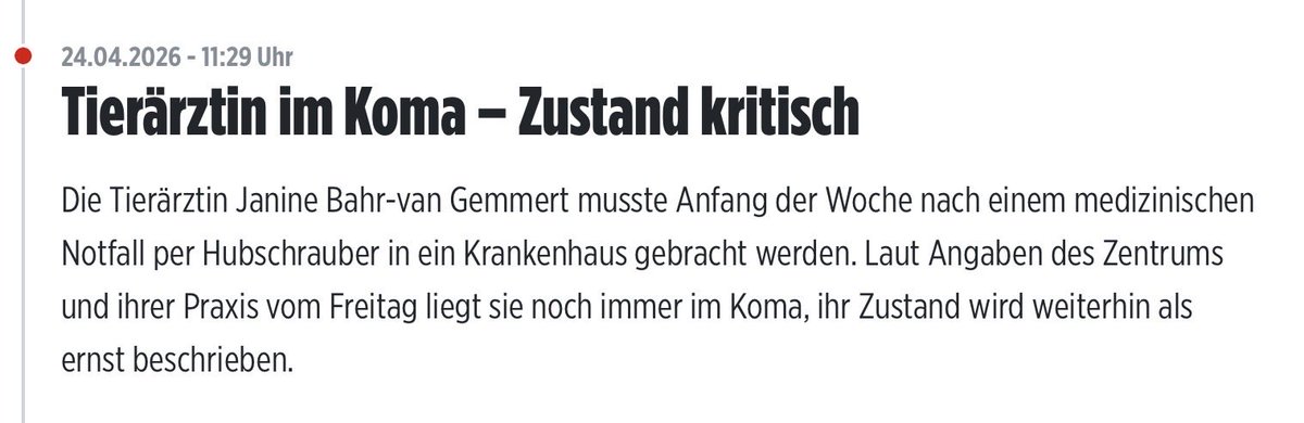 Leider immer noch keine Entwarnung für #Janine Bahr-van Gemmert. ☹️

🙏🙏🙏
 #timmy
