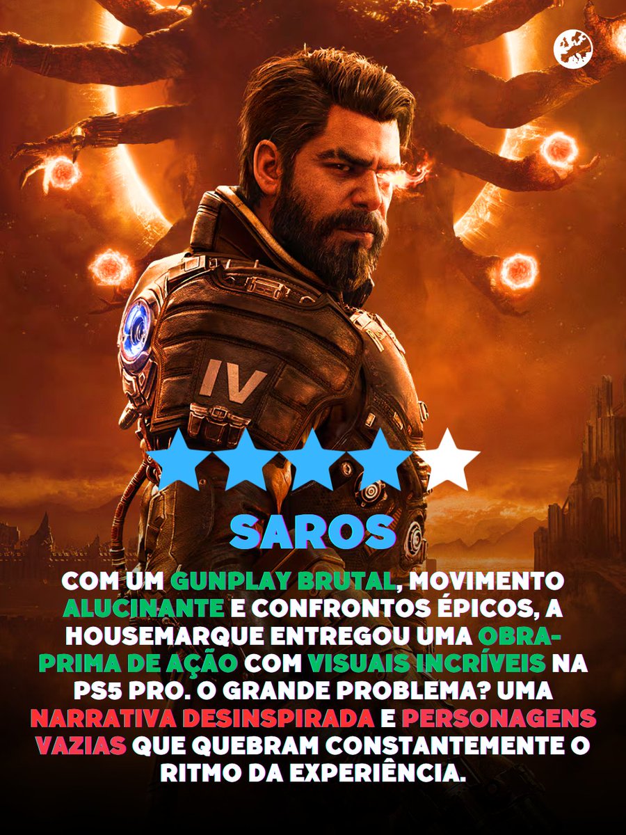 eurogamerPT's tweet image. Obra-prima de ação com gunplay brutal e visuais incríveis na PS5 Pro. O único problema? Uma história desinspirada e personagens vazias que quebram completamente o ritmo. #Saros #Review #PlayStation5 #PS5Pro #Housemarque