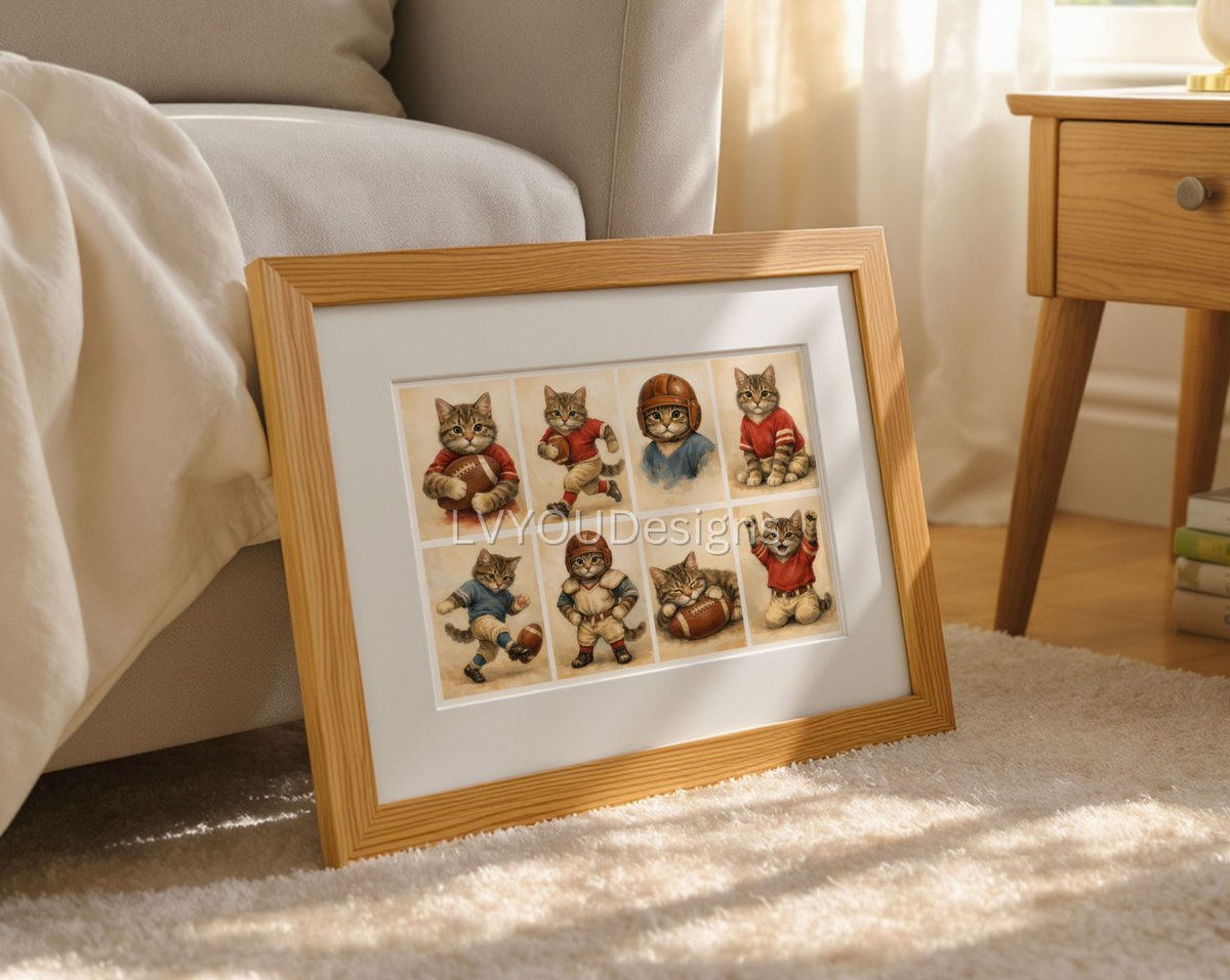 patty_hap's tweet image. Vintage football cat nursery prints with playful tabby sports theme. Fun boys wall art printable—perfect for a cozy, sporty kids’ room décor.

35% OFF – Limited time ⏳
Shop Now 👉 etsy.me/4vPRneo
🔒 Not available as NFT
#NurseryWallArt #CatPrints #KidsRoomDecor