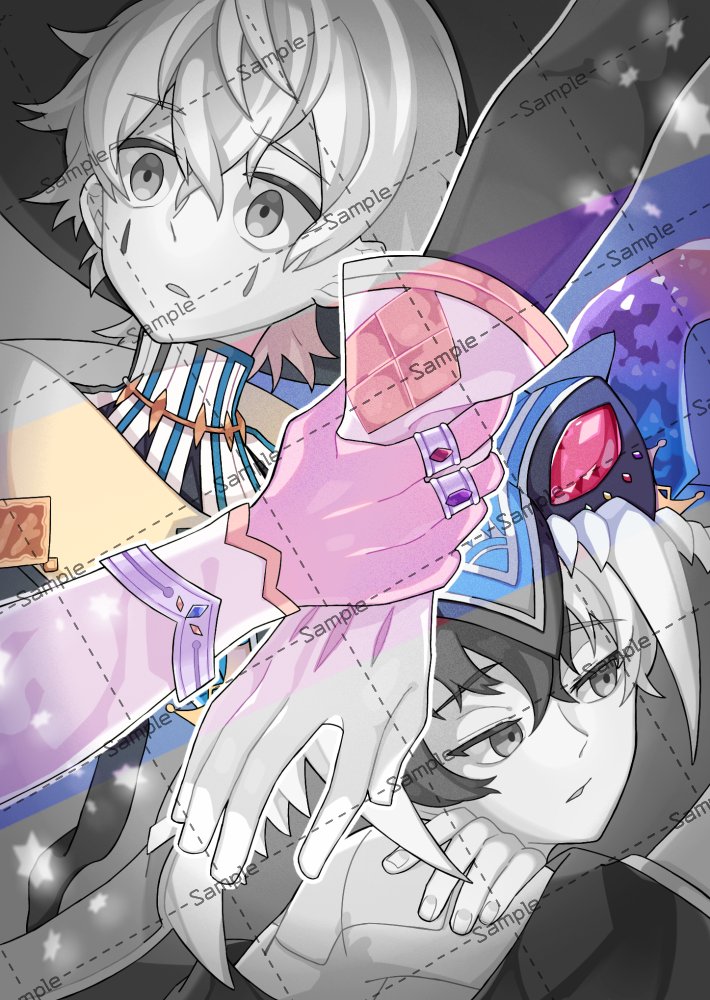 5/5 かみつば文芸部にて発行予定
レラレル小説「空白に触れる、」

なんと！ゆうさん(#kuonnyuu)に絵を2枚描いていただきました～！！！
本にはキャラクター部分もフルカラーで収録されます。

小説のサンプルは引用元をご確認ください。
x.com/beni_gmm/statu…