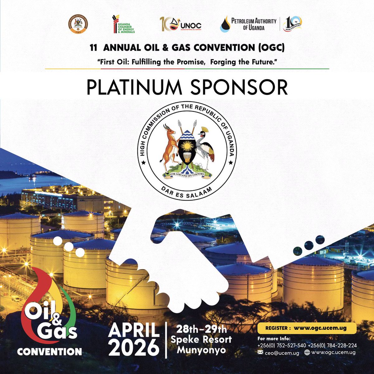 AkabooziFm's tweet image. Tubaanirizza ab'obubaka bwa Uganda e Dar es Salaam nga PLATINUM SPONSOR ku 11th Annual #OGC 2026 🇺🇬🇹🇿

Enkolagana ya Uganda ne Tanzania nkulu nnyo. Twebaza Obubaka bwaffe olw’okuwagira .

📅 28–29 April 2026 | @spekeresort 
Weewandiise: ogc.ucem.ug
 #UgandaTZ