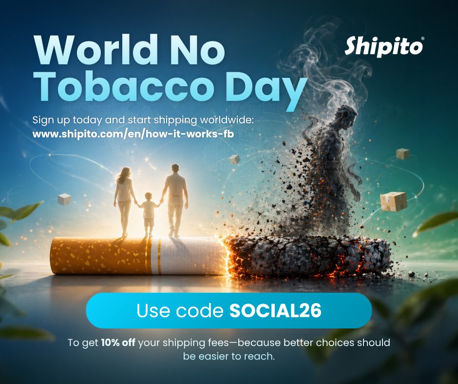 shipito's tweet photo. 🚭 World No Tobacco Day

Choose better, live better 🌱📦
Shop globally with ease: https://t.co/yCV7kU25qh
Use code SOCIAL26 for 10% off shipping
Make the healthy choice. 💙
#WorldNoTobaccoDay #Shipito https://t.co/jH3jjxMGQo