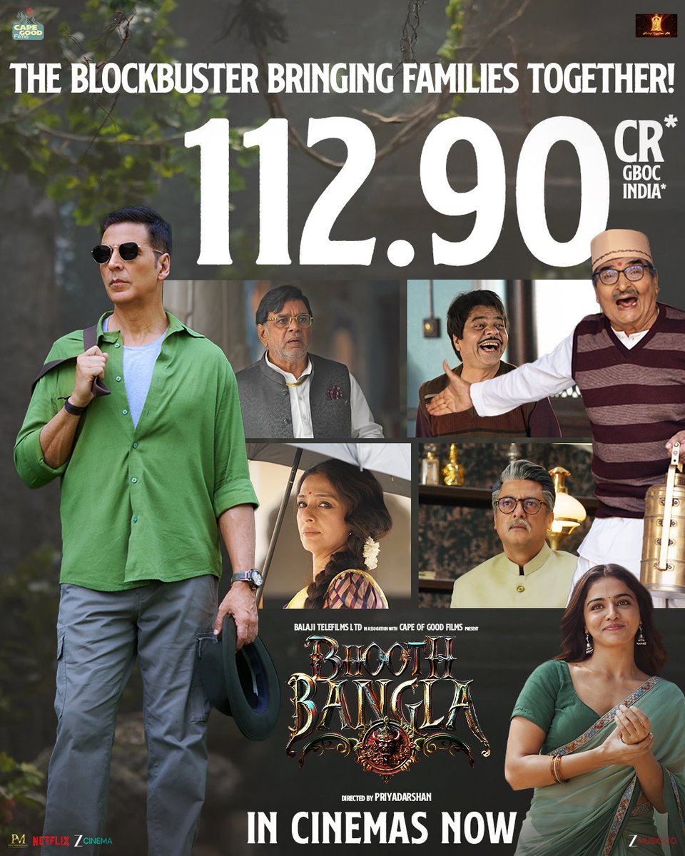#BhoothBangla advance booking - 

1st Monday - ₹3cr
1st Tuesday - ₹3.50cr 
1st Wednesday - ₹2.75cr
1st Thursday - ₹2.50cr
2nd Friday - ₹2.50cr
2nd Saturday - ₹2.25cr (till 12 pm)

Saturday final advance will be in range of ₹4-₹5cr 

Movie is fire on weekends 🔥