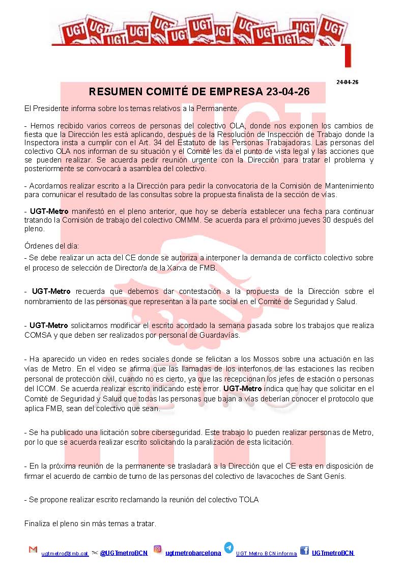UGT Metro Barcelona tweet media