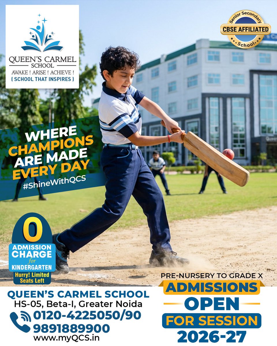 QCSSchool's tweet photo. Sports play a vital role in shaping discipline, resilience, and teamwork among students. At Queen's Carmel School, every child gets the opportunity to shine.
#SportsEducation #CBSE #School #AdmissionsOpen #QCS https://t.co/fQQuFeQoTB