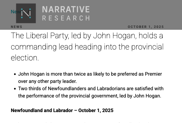 seanjoudry's tweet photo. 13 days out from e-day, this company said the NL Liberals had a commanding lead. Their finding that the Green Party would form government in PEI if an election were held today is just as far fetched. https://t.co/wa9JrX3uQa