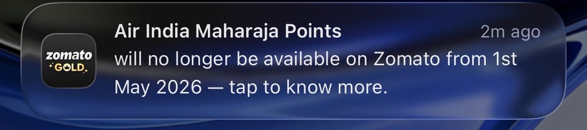 SunilMishrajee's tweet image. Air India Maharaja points discontinued effective May 1st. 

#airindia #zomato