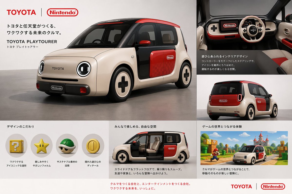 crownthe70's tweet image. もしもトヨタとあのメーカーがコラボして車を作ったら？✨️

#Nintendo
#スクウェアエニックス