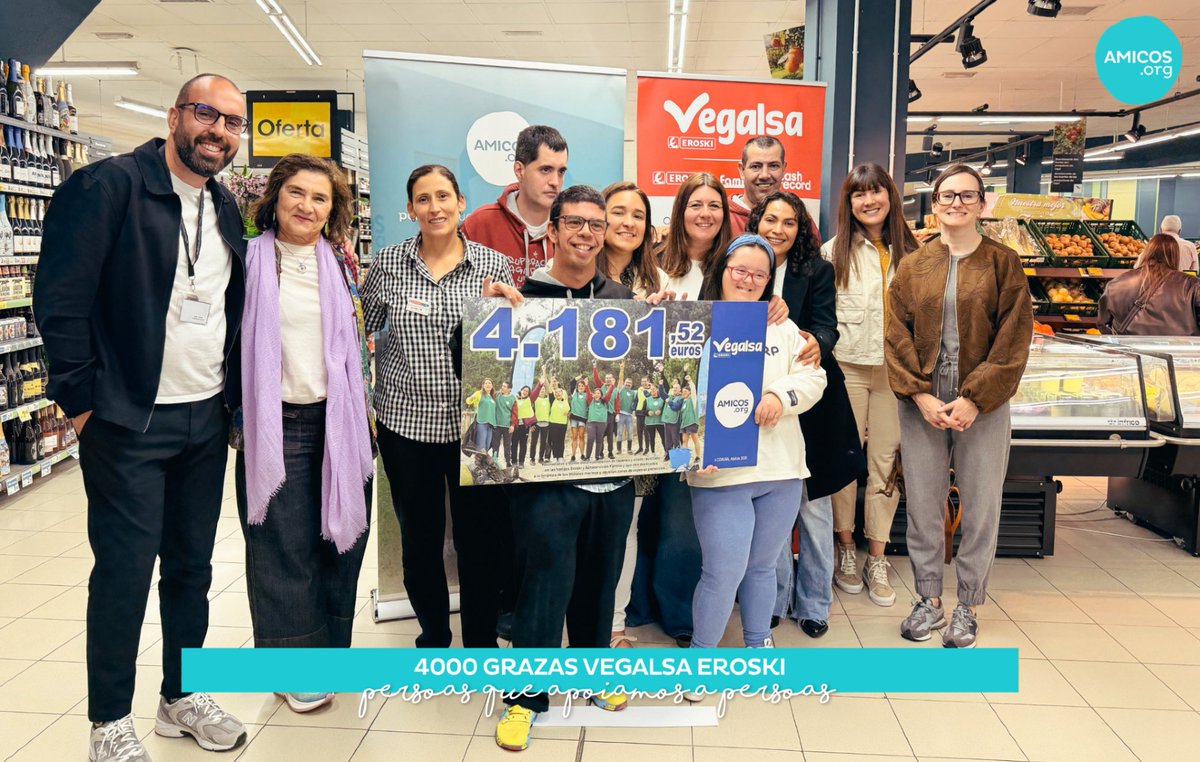 AmicosAsoc's tweet image. Más de 4.000 GRACIAS 💙
A #Vegalsa-Eroski y a todas las personas que lo hacéis posible 🙌
Seguimos sumando por el medioambiente 🌊 y la inclusión
#Amicos #Gracias #ImpactoSocial