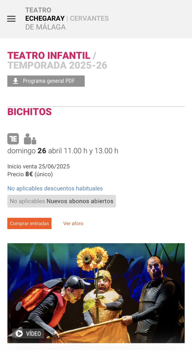 SpasmoTeatro's tweet photo. Domingo 26 a las 11:00 y las 13:00
#Bichitos #TeatroEchegaray #Málaga
@TeatroEchegaray 

https://t.co/k7IBaKBFRG https://t.co/CLwzjVuK89