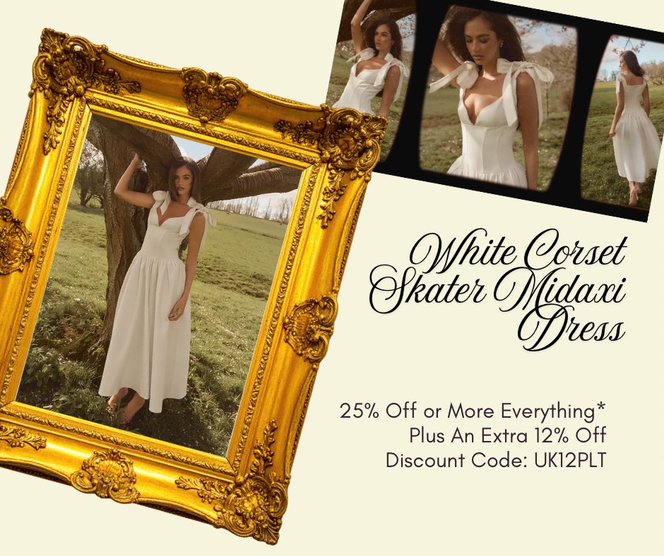 Pretty Little Thing  Save 25% + 12% Off White Corset Skater Midaxi Dress  Now: 63.75 https://t.co/DVJV2u0w8C with Discount Code: UK12PLT Ends: May  3, 2026 11:59 PM #corset #corsetdress #dress #whitedress #daydress  #dresssale