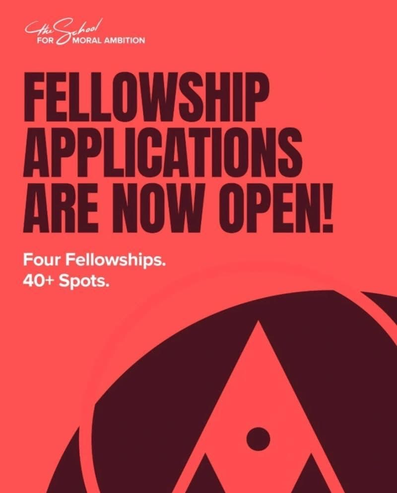 MrsScotty_M's tweet photo. GLOBAL FELLOWSHIP 2026: Fully Funded Moral Ambition Fellowship for Professionals Ready to Change the World 

Are you a mid-career professional feeling stuck in a role that lacks purpose? The Moral Ambition Fellowships 2026–2027 are now opening new cohorts for ambitious individuals ready to transition into high-impact careers tackling global challenges like tax justice, public health, and sustainable food systems.

✨️ Key Benefits
💰 Monthly stipend (up to ~$5,000 depending on location)
🌐 Hands-on experience in global policy & advocacy
📚 Career transition support & coaching
🤝 Access to top international networks
🌍 Work on real-world global challenges

Apply https://t.co/5wUljtkZbJ