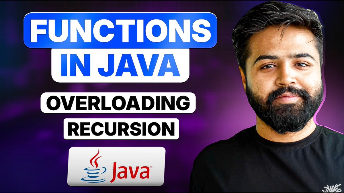 PankajB42550's tweet photo. 🚀 #Headline: Day 11 — Java Functions Deep Dive (Recursion &amp; Method Overloading)

Learning from:
👨‍🏫 @adityatandon02
🚀 @rohit_negi9 (@CoderArmy)

📺 Source: https://t.co/fI1LZ93toT

Let's connect🤝 @PankajB42550

#Java #100DaysOfCode #ProgrammingJourney #JavaBasics #BuildInPublic https://t.co/EQbUJlTHmT