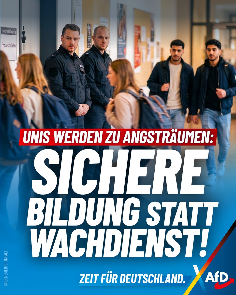 Sexuelle Übergriffe an der Uni Leipzig zwingen die Leitung zu drastischen Schritten. Ein Wachdienst sichert nun die Frauentoiletten am Augustusplatz. Ein Libanese wurde festgenommen. Wir fordern die sofortige Abschiebung krimineller Migranten und echte Sicherheit für unsere