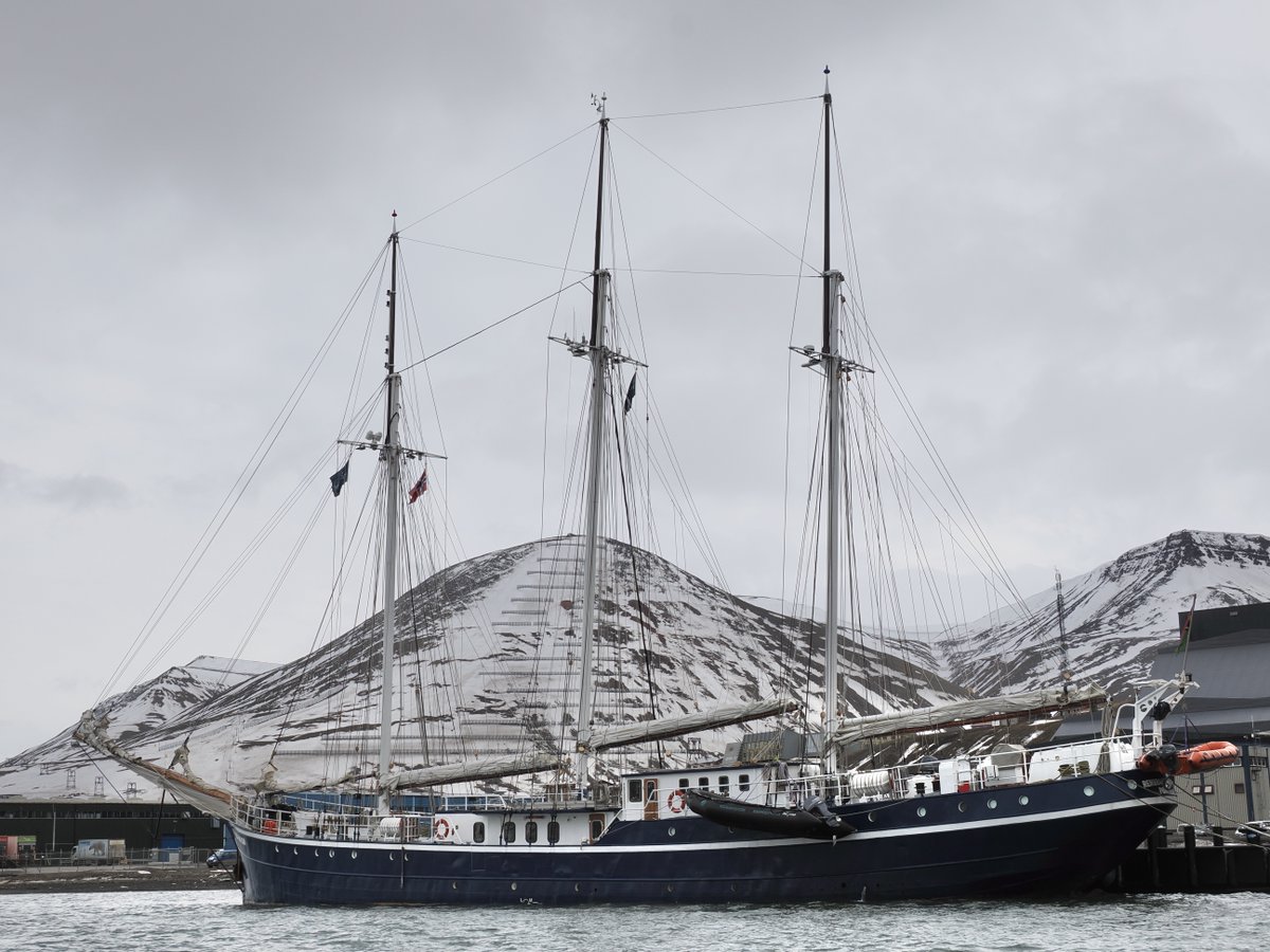 OceanwideExp's tweet photo. Hello from Longyearbyen! 👋
 After leaving Vlissingen several weeks ago, our historic sailing vessel Rembrandt van Rijn is now docked in Longyearbyen. With some final touches, we're getting the ship ready for her first guests of 2026! https://t.co/PBTQx5cGHq