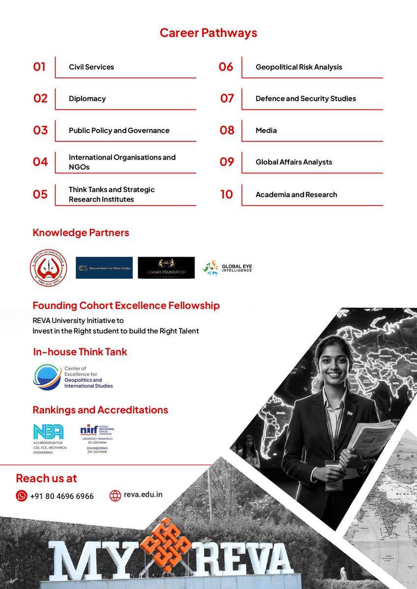 REVA_CEGIS's tweet photo. 📘 𝐄𝐱𝐩𝐥𝐨𝐫𝐞 𝐎𝐮𝐫 𝐏𝐫𝐨𝐠𝐫𝐚𝐦𝐬
* B.A. (Honours) in Political Science with Minor - 4 Years
* M.A. in International Relations and Strategic Studies - 2Years https://t.co/kzdvUQDWnV