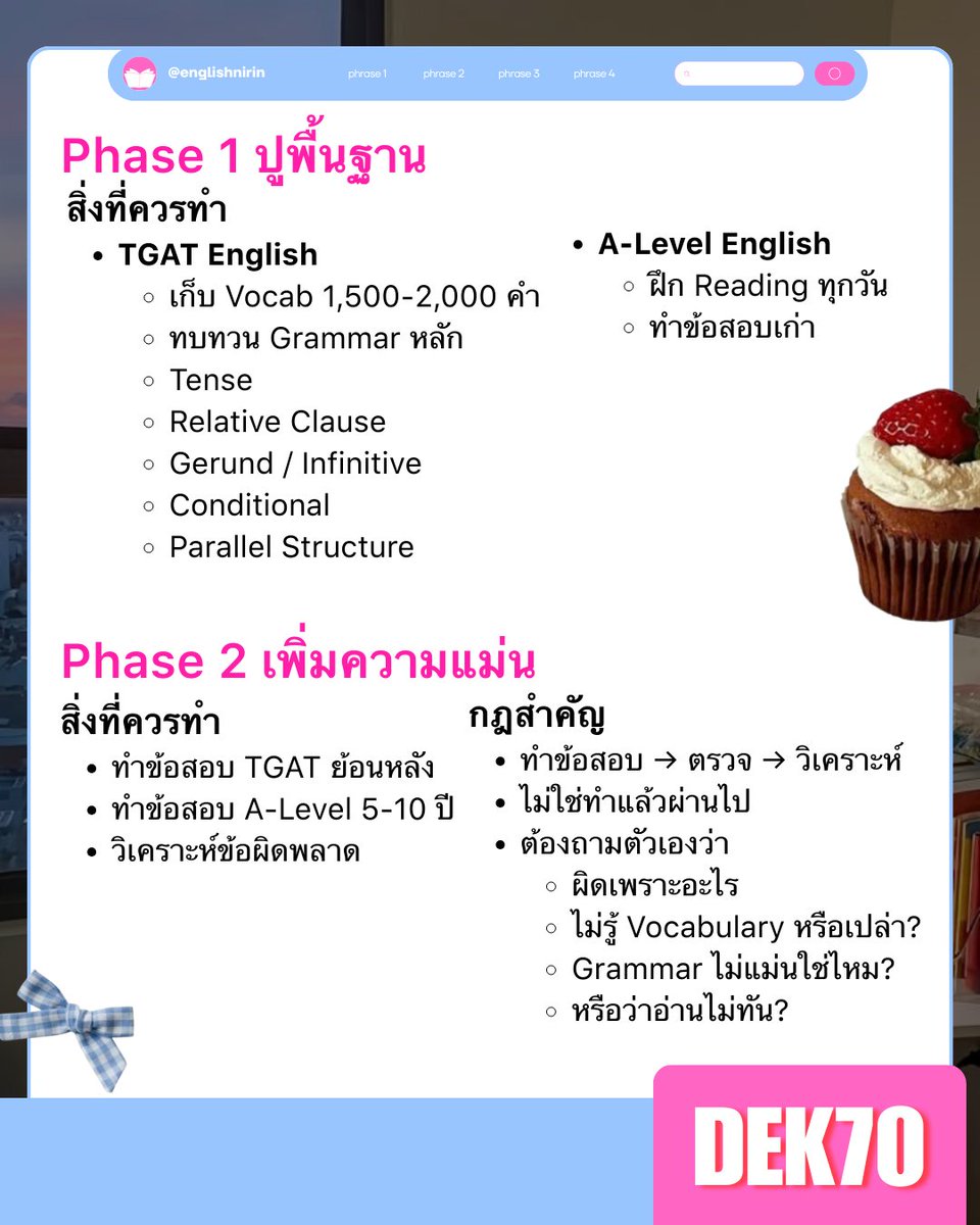 TGAT & A-LEVEL ENG - พี่หมอนิริน #DEK69 70 71 tweet media