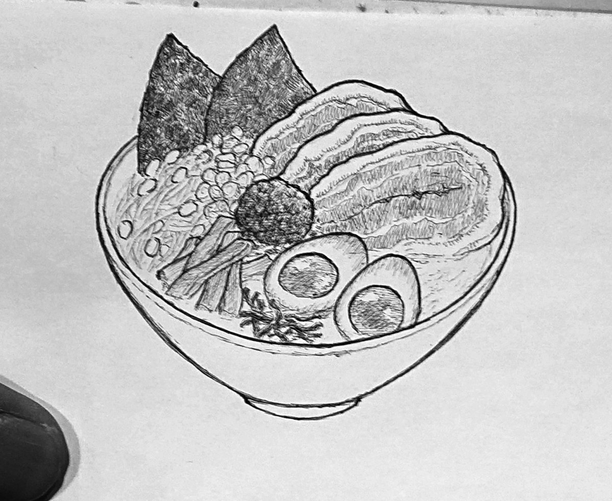 4aU6WNEdFPk0HmZ's tweet photo. ラーメン(*´ω`*)

#ボールペン画 #落書き #イラスト #ラーメン https://t.co/yhzsKmykfK