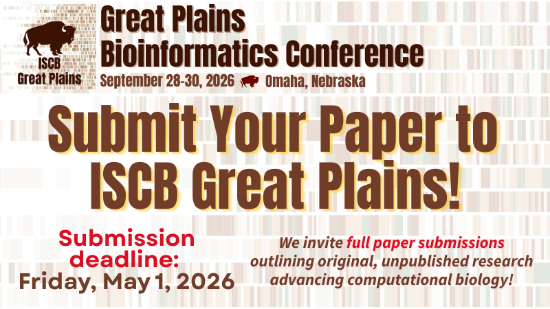 iscb's tweet image. ⌛1 week left to submit your original #bioinformatics paper to #GreatPlains2026 

Submit your paper to share your work and help shape the field!

📅 Deadline: May 1, 2026

📥Submit: iscb.org/greatplains202…