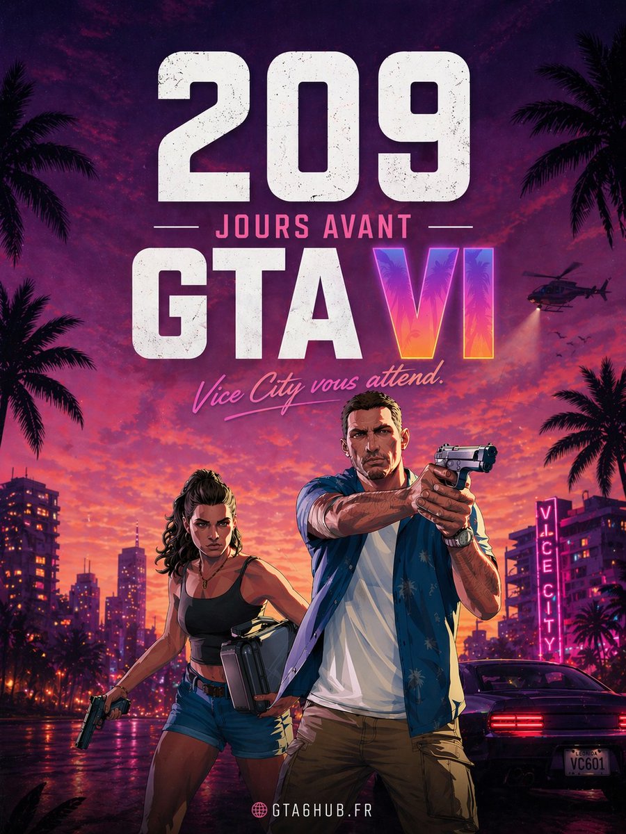 gta6hubfr's tweet image. 209 jours avant GTA VI.

L’attente est réelle… et Vice City nous appelle.

👉 gta6hub.fr
#GTAVI #GTA6 #ViceCity #RockstarGames