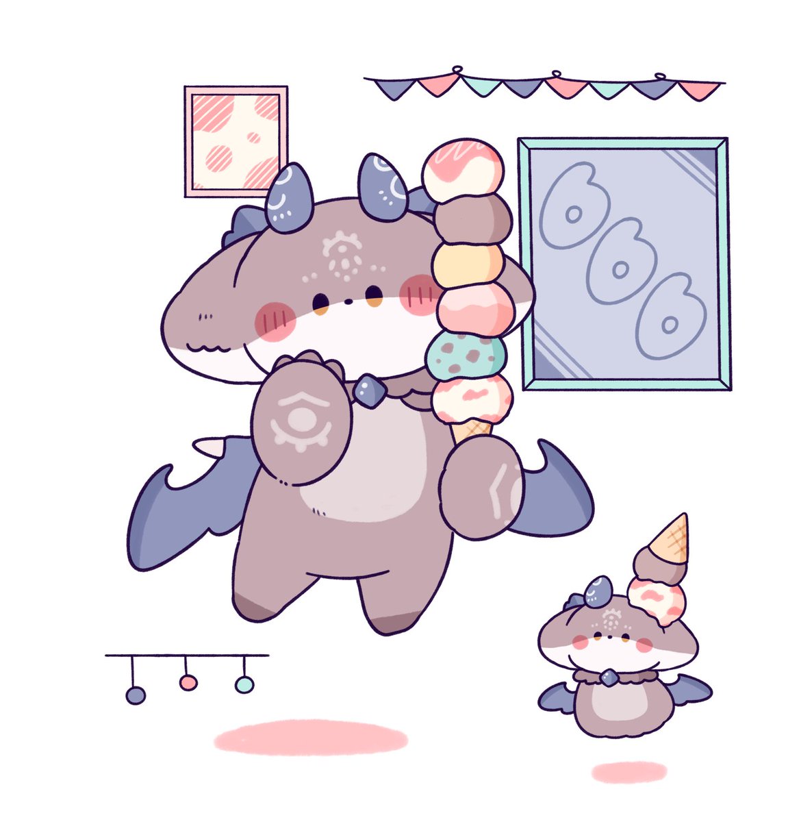 ６月のカレンダーイラストできた。アイスとでび様👿🍨
ネップリはもうしばらくお待ちください～。