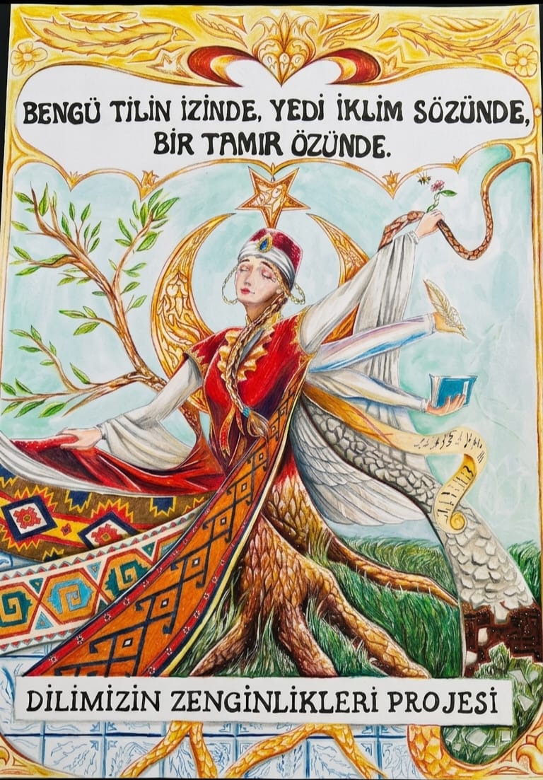 Cyal59's tweet photo. "Dilimizin Zenginlikleri" Projesi kapsamında düzenlenen 'Türk Dünyası Ortak Sözcükler' afiş yarışmasında, fırçasıyla kelimelere hayat vererek ilçe üçüncüsü olan öğrencimiz Ezgi Döner'i gönülden tebrik eder; sanat yolculuğunda başarılarının daim olmasını dileriz. https://t.co/Y7SWHeUmge