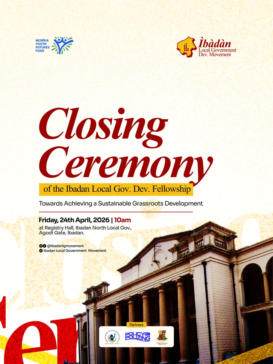 IbLgMovement's tweet image. It’s been a worthwhile journey, and we are closing in grand style.

If you are in or around Ibadan, please do well to join us!

#iblgmovement #fellowship #localgovenment #ibadan #closingceremony