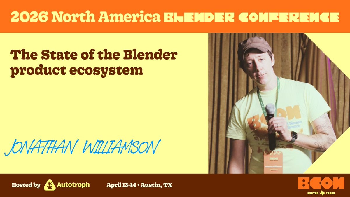 cgcookie's tweet photo. At BCON, our co-founder Jonathan Williamson takes on one of the most uncomfortable topics in the Blender world: money 💰

Watch: https://t.co/YQcpY4HVx5 https://t.co/BYhoBJhCT0