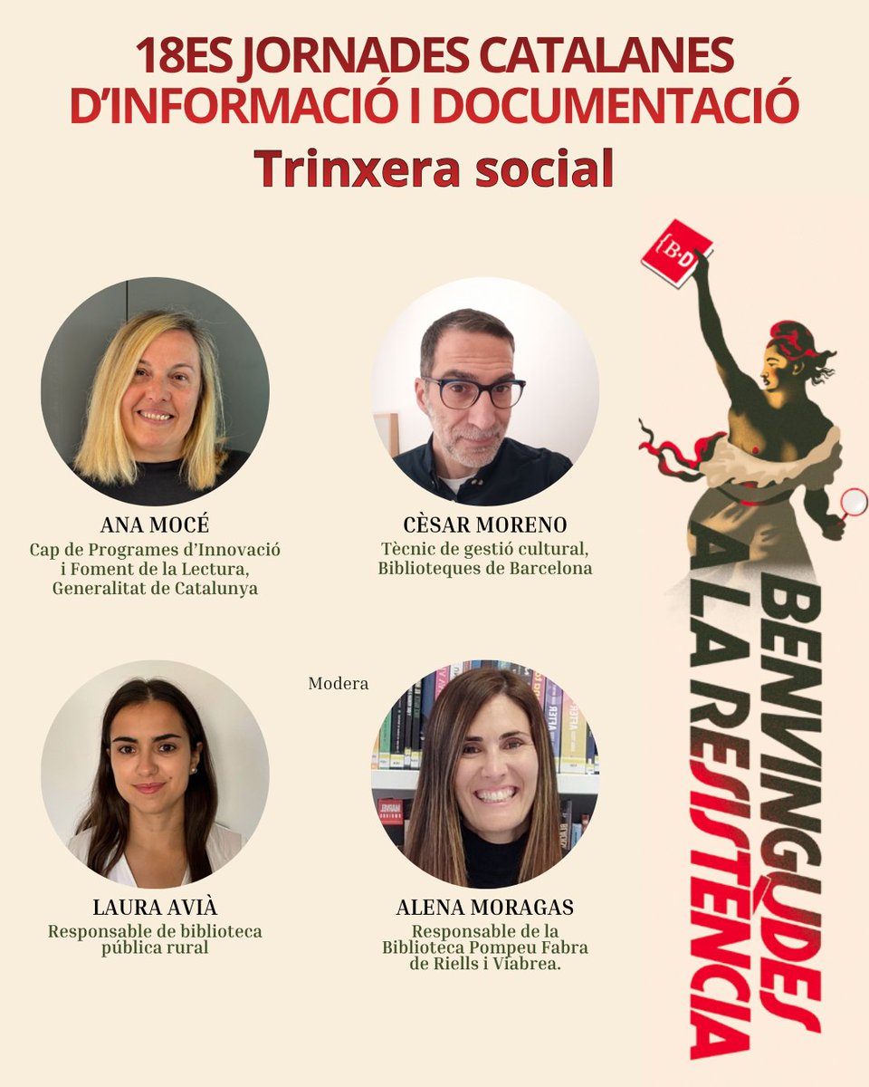 cobdc's tweet image. 🤝 TAULA RODONA: TRINXERA SOCIAL 

Biblioteques com a refugi democràtic. 

Amb Ana Mocé, Cèsar Moreno i Laura Avià. Modera: Alena Moragas. 🌍

👉Inscripcions i programa complert: cobdc.net/18JCID/

#BiblioSocial #Democràcia #18JCID #Compromís #BenvingudesALaResistència