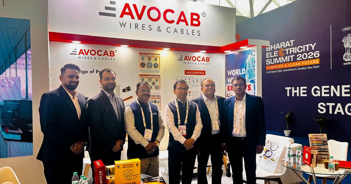 AVOCABCABLES's tweet photo. Powering Progress at Bharat Electricity Summit 2026.
Thank you to everyone who visited the AVOCAB pavilion. Together, we are illuminating the path toward a more connected and powered India.
#AVOCAB #BharatElectricitySummit2026 #PowerSector #BharatElectricitySummit
#EnergySector https://t.co/XvymdyKZQG