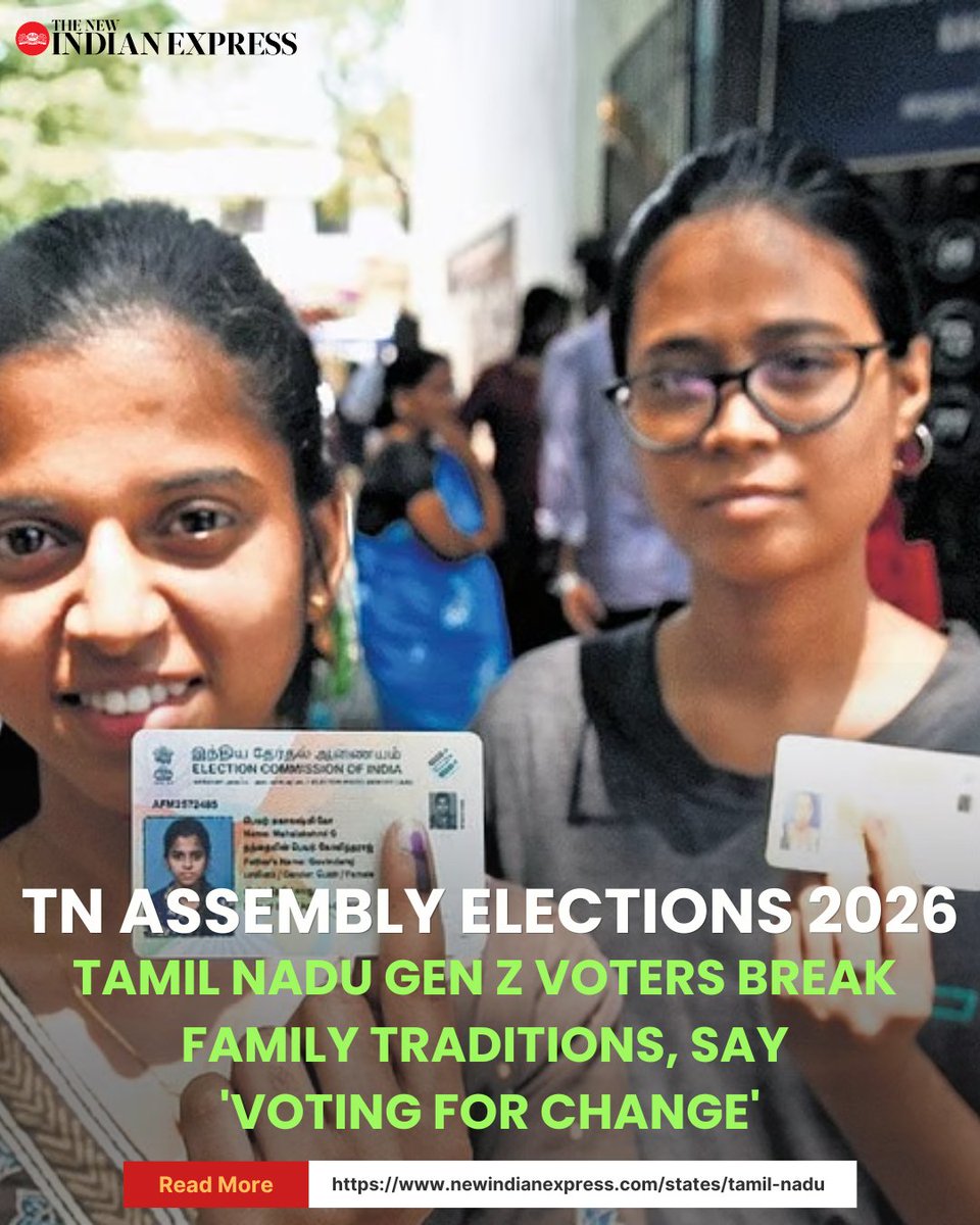 xpresstn's tweet image. #TamilNaduAssemblyElections2026 | “It feels like a dream come true as I have done my democratic duty. A new party has emerged and I have voted, hoping for a change.” 

Across #TamilNadu, first-time #GenZ voters turned out in large numbers, breaking from traditional family