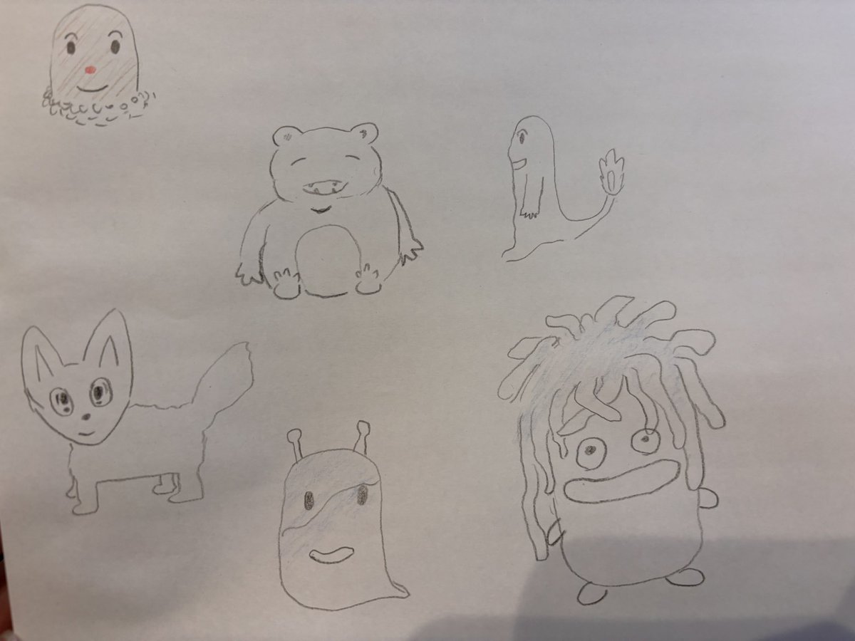 rint_007's tweet photo. 赤緑世代の旦那が最近ぽこポケを始めました
娘にせがまれて描いた彼のポケモン達ににゾッとしています
皆さんには何がどれか分かるでし���うか…
#ぽこポケ ？？ https://t.co/7wDVuRrWkm