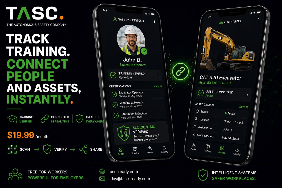 TASC_ReadyAi's tweet image. Training and Assets, Instantly Verified.
Free for workers.
$19.99/month for employers. 

👉 tasc-ready.polsia.app/demo

#safety #hse #ehs #blockchain #digitalidentity #safetyinnovation #workplacesafety #SIFprevention