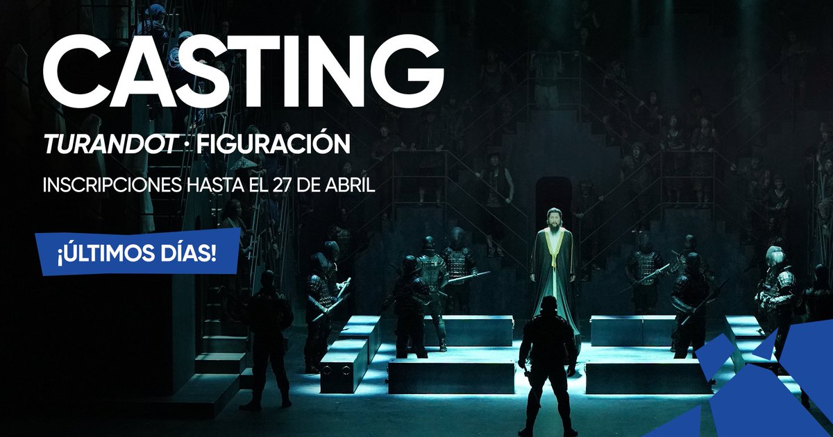LesArtsValencia's tweet image. 🚨 ¡Últimos días para inscribirte!

💬 Buscamos hombres y mujeres que quieran formar parte de las representaciones de #Turandot. 👉 ¡Envía tu solicitud y vive la impresionante ópera de Puccini desde dentro! lesarts.com/es/castings.ht… 

#LesArts #Ópera #Valencia #Casting #Figuración