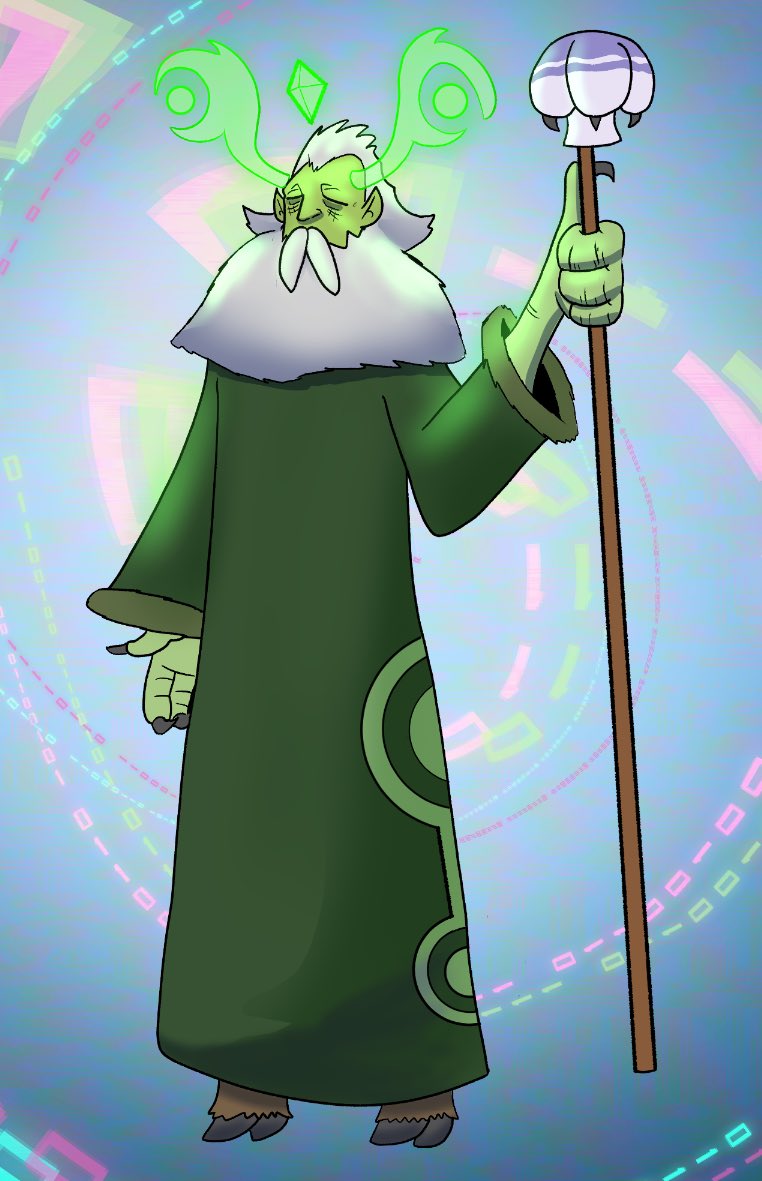 TKoSaturday's tweet photo. Meet Druidmon! They are the wise leader of the Venture Club and the champion form of Venturemon (Scholar Mode) #digidicemonsters #Digimon #dnd #actualplay #ttrpg #podcast #TKoS #characterart #digifake #fandigimon #originaldigimon #OCdigimon https://t.co/41BFV5CDNT