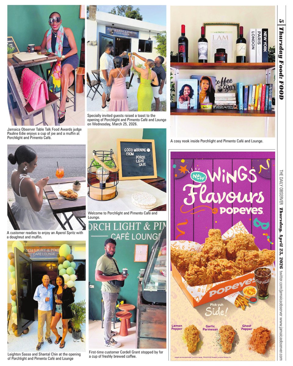 pamelmcc's tweet photo. Come for the coffee...stay for the wine. Porchlight and Pimento Cafe and Lounge, located in Crowelland, Highgate, St. Mary...and remember save the Date...The Jamaica Observer Food Awards 2026 is June 25, 2026 https://t.co/n3FzGmiOO1