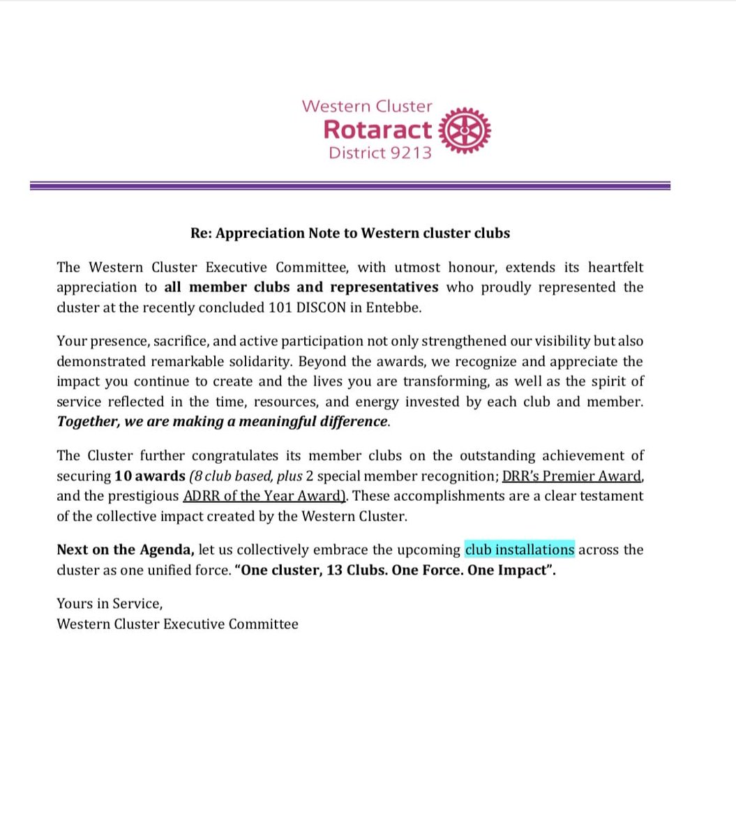 APPRECIATION POST 🤝
#rotaryeyamba 
#WesternCluster 
#heavendwellers