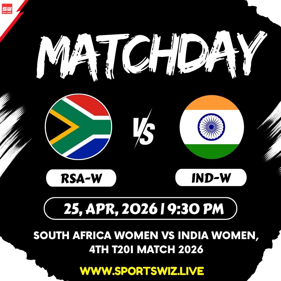 mysportswiz's tweet image. South Africa Women vs India Women, 4th T20I Match Day
Start Time : 9:30 PM IST (25/04/2026)

Series: India Women tour of South Africa 2026

Sportswiz.live

#SanjuSamson #RCBvsGT #Rohit #SachinTendulkar #CskvsMI #IPL2026 #Cricket #TeamIndia #HappyBirthdaySachin #Sportswiz