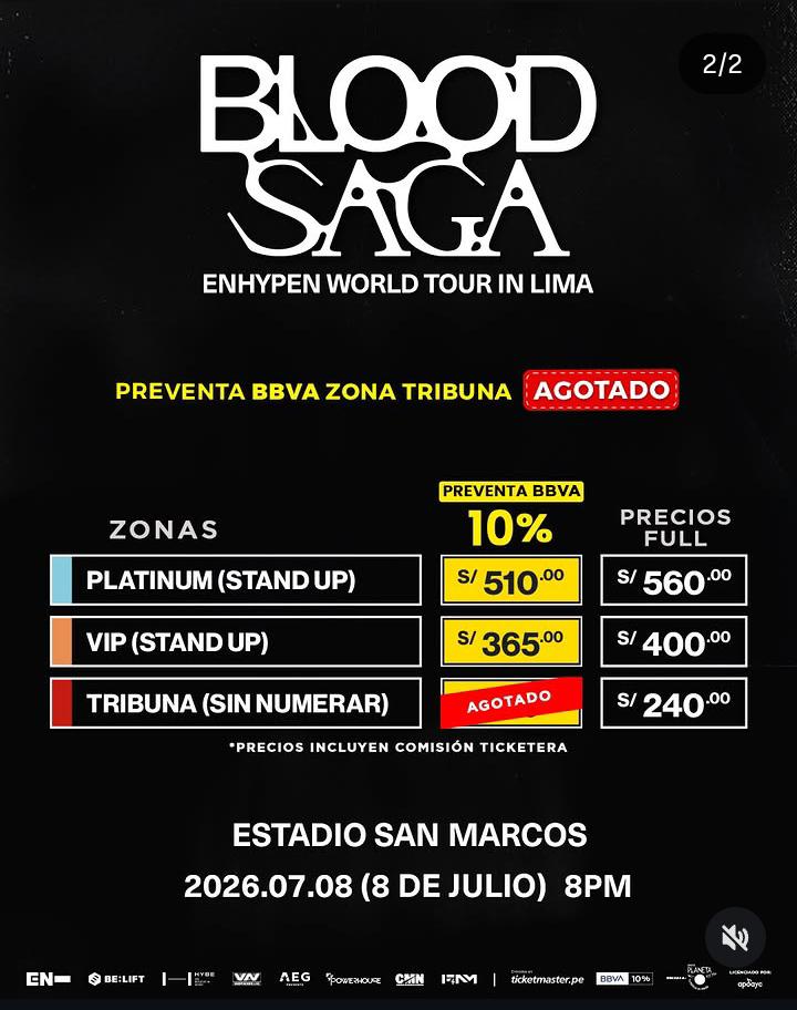 ENGENE LATINOAMÉRICA, deseas ir al concierto de Enhypen pero este no viene a tu país o se acabaron las entradas? Engene Perú tiene la solución!! 
Hoy es la venta general a las 10 am hora peruana. Tenemos muchos boletos disponibles y 
✨ precios accesibles ✨
¡¡Hagamos sold out!!