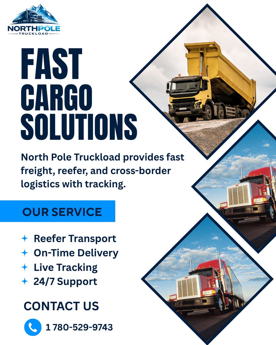 NTruckload27907's tweet image. Fast freight solutions with FTL, reefer &amp;amp; cross-border logistics plus tracking &amp;amp; 24/7 support. 

Call +1 780-529-9743 

#Freight #Logistics #Transport #Cargo