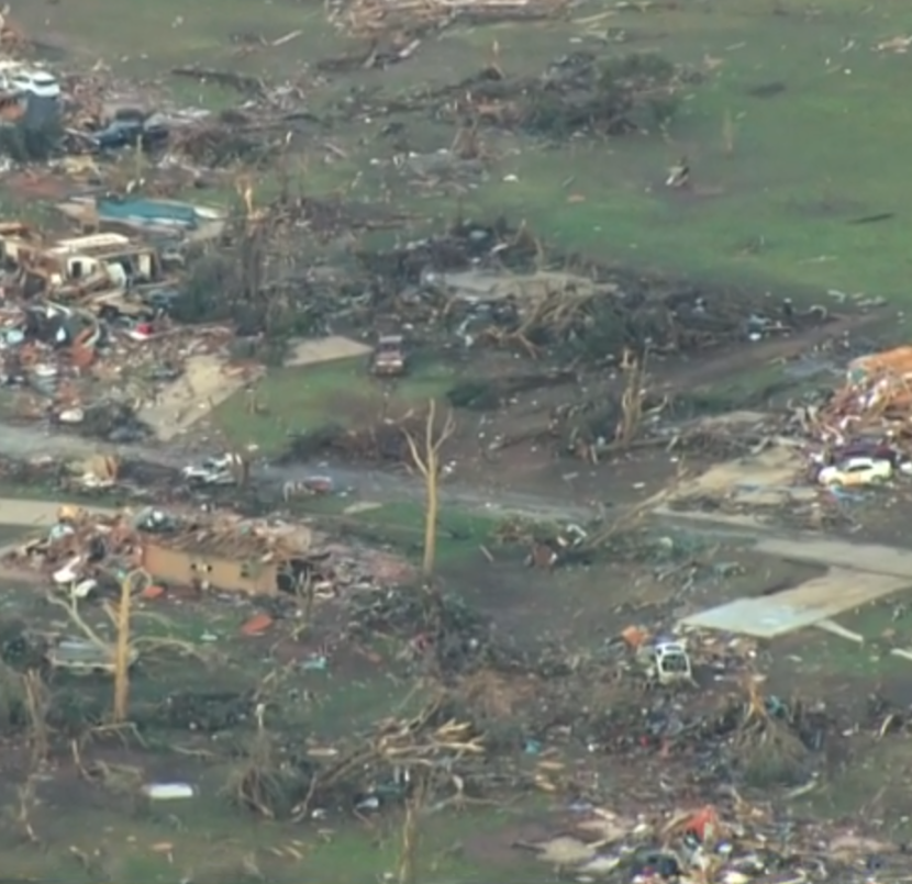 Crazycars811's tweet image. Incredibly violent damage - EF-3+.
Koco5 is saying possible EF5 - construction of homes is the main question