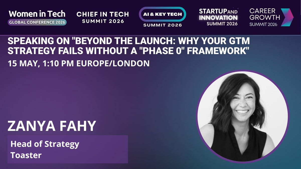 WomenTechNet's tweet image. ⭐🎤 WTGC 2026 Speaker

👏 Zanya Fahy (Toaster)

💡 Why GTM Fails Without Phase 0

Most launches fail before they start.

✔️ Pre-launch validation layer
✔️ AI-assisted content engines
✔️ Community-first GTM strategy

🎟️ shop.womentech.net/collections/fr…

#WTGC2026 #GTMStrategy