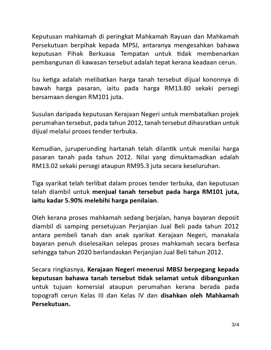 AmirudinShari's tweet photo. Penjelasan rasmi Kerajaan Negeri Selangor berhubung dakwaan pembangunan di kawasan berhampiran Hutan Simpan Ayer Hitam, Puchong.

Segala fakta telah diperincikan termasuk status tanah, sejarah keputusan pentadbiran serta kedudukan kes di mahkamah sekali gus menepis tiga tuduhan tidak berasas yang terus dimainkan.

Kerajaan Negeri berpendirian tegas bahawa kawasan ini tidak diluluskan untuk pembangunan dan keputusan tersebut disokong oleh dapatan teknikal serta disahkan oleh Mahkamah Persekutuan.

#KitaSelangor