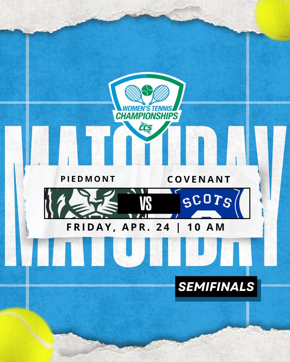 CCofSouth's tweet image. Semifinals are here and we’re starting the day bright &amp;amp; early!🎾☀️

Today’s matchups:

No. 2 @asburyeagles 🆚 No. 3 @mcscots

No. 1 @piedmontlions 🆚 No. 4 @covenantscots

Who’s punching their ticket to the finals? 👀🔥

#CCS | #CCSWTE | #CCSChampionships | #WeAreTheSouth