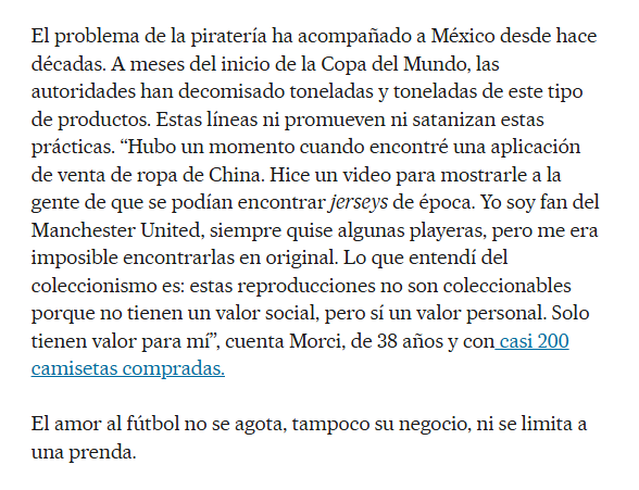 diego_mandel's tweet photo. Échenle una leída a una entrega más de la newsletter Ola Mundial 💚

Hoy tocó hablar de la moda de usar camisetas de futbol, de lo retro, de los excesivos precios y de la piratería

Recuerden que se pueden apuntar GRATIS en este enlace: https://t.co/YShGYZwqOl https://t.co/dh4sYAunmG
