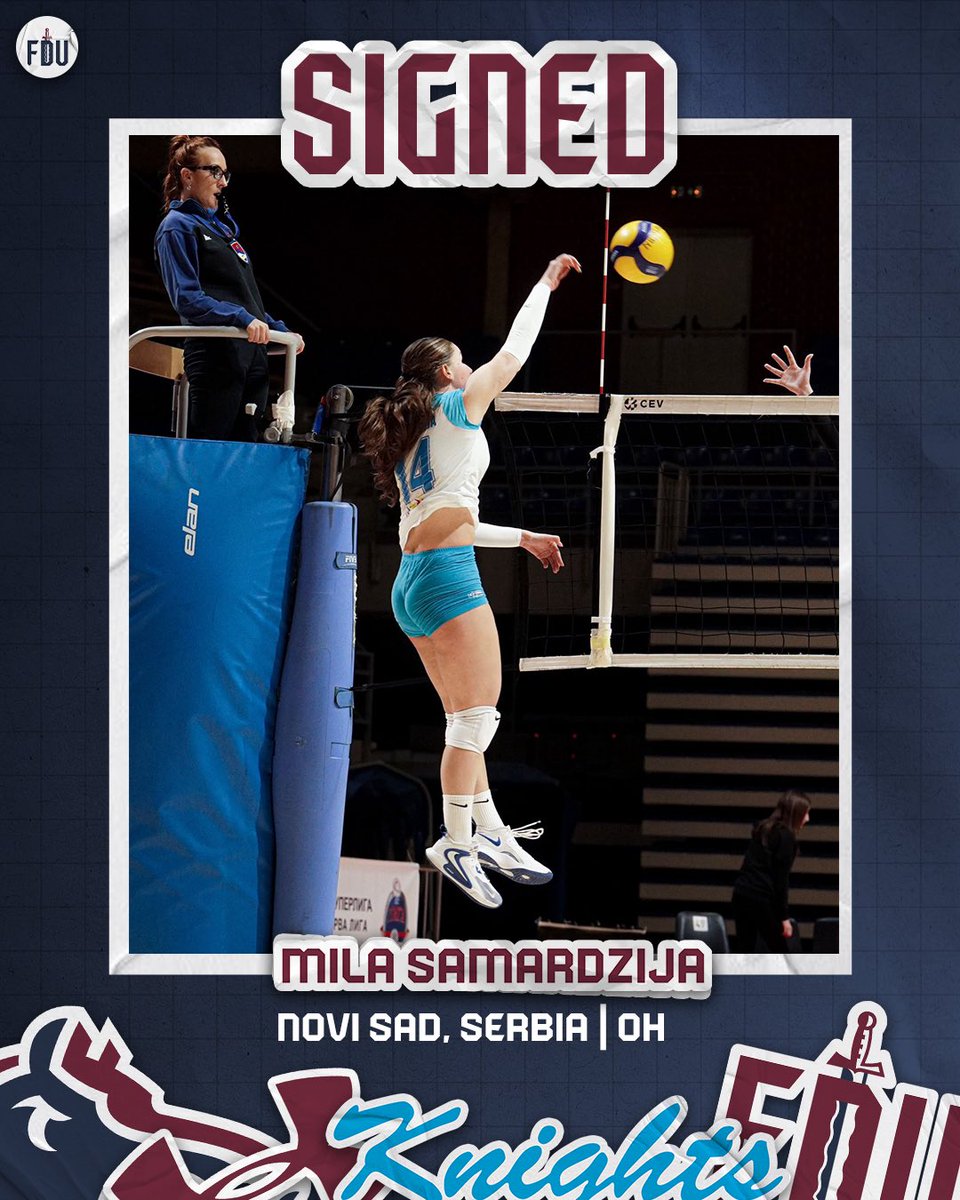 FDUKnightsWVB's tweet photo. excited to welcome Mila Samardzija to the Cavalry ⚔️⚔️

Mila is a 6’0 outside hitter that played for ZOK Nova Sad in Serbia!

#uKNIGHTED https://t.co/R3NnKWKBS9